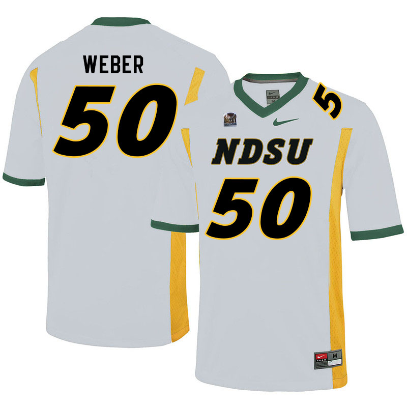 Men #50 Brayden Weber North Dakota State Bison College Football Jerseys Sale-White - Click Image to Close